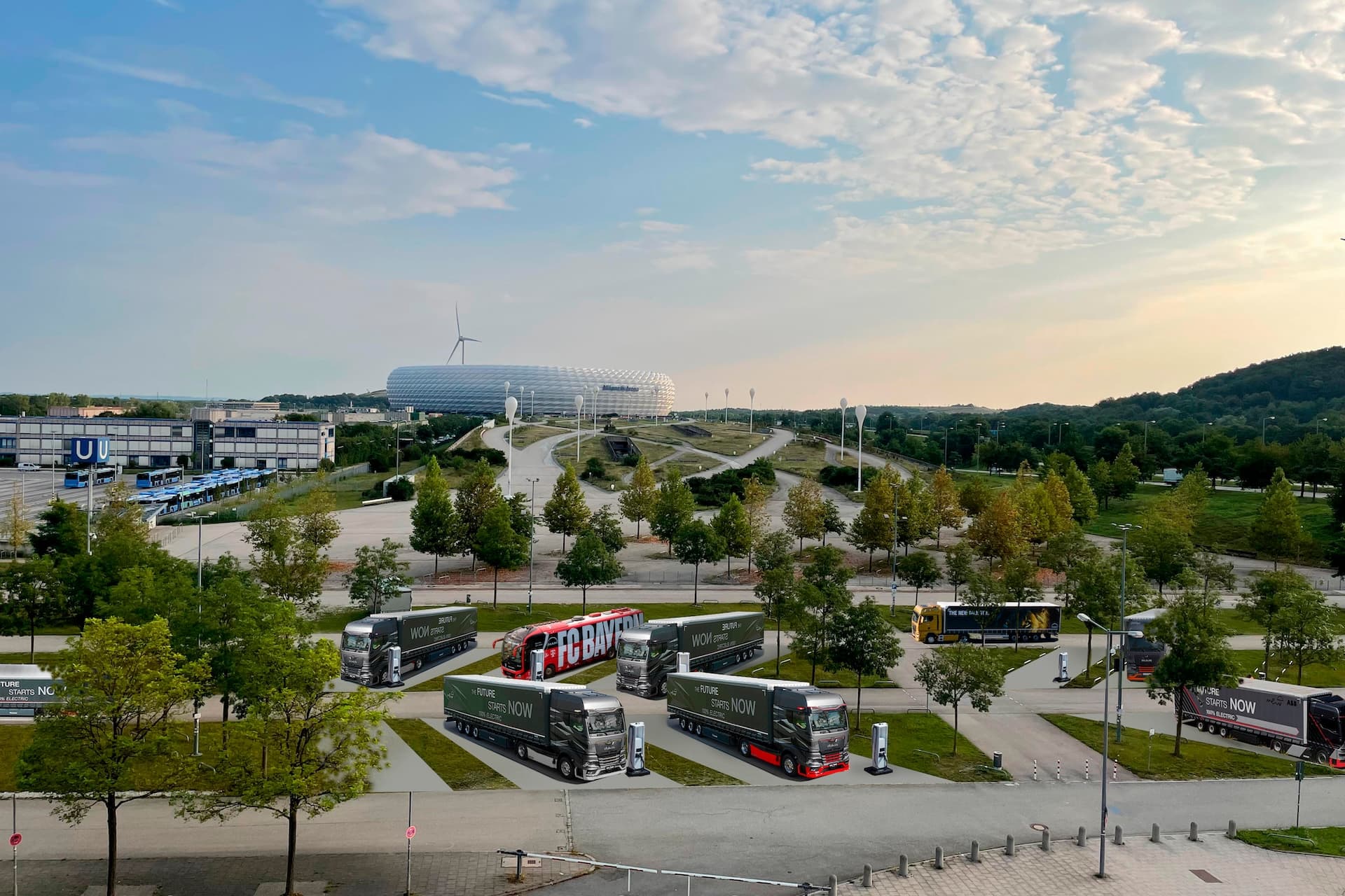 Cover Image for MAN und Bayern München planen Ladepark für E-Lkw und Elektrobusse an der Allianz Arena