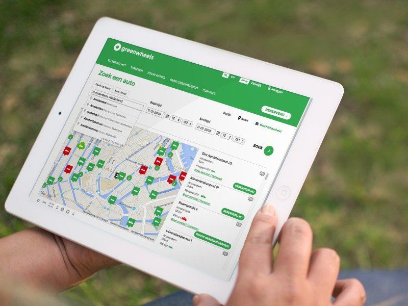 App von Greenwheels auf Tablet